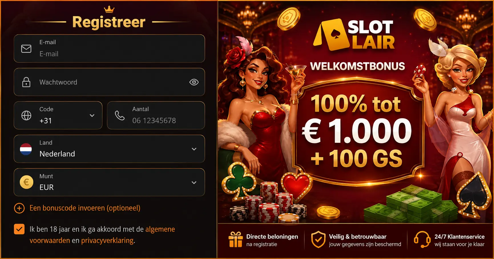 Registreren bij SlotLair